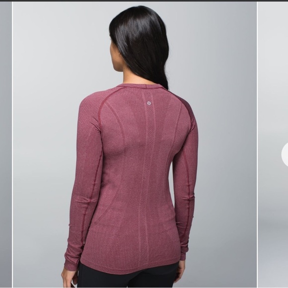 Lululemon Swiftly Tech Long Sleeve Crew Tonka Stripe Heathered Rust Berry 2 XS - Picture 2 of 7